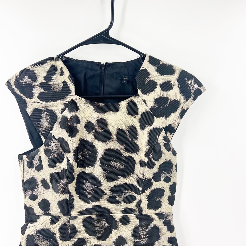 ✅TIBI LEOPARD PRINT CAP SLEEVE MINI‎ DRESS SIZE 4 - Picture 3 of 10